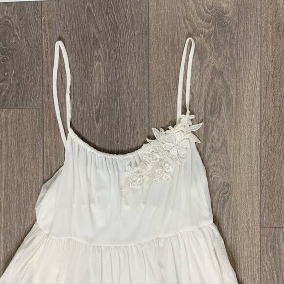 H&M Babydoll Tunic Blouse Mini Dress Ivory Floral Embroidery Y2K 2000s Small - Picture 3 of 16